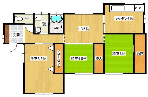 Floor plan. 7 million yen, 3DK, Land area 211.54 sq m , Building area 72.75 sq m
