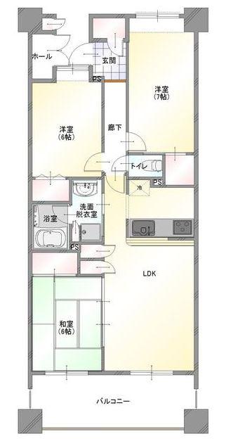 Floor plan. 3LDK, Price 22,400,000 yen, Occupied area 72.15 sq m , Balcony area 12.6 sq m