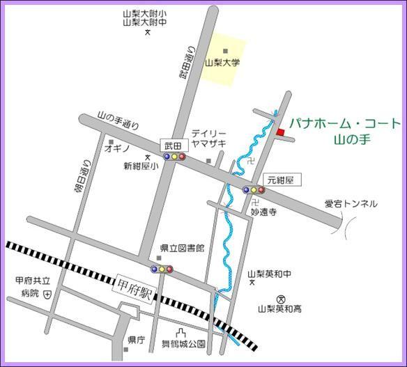 Local guide map. Enter a little to the north from the uptown street Motokon'ya signal.