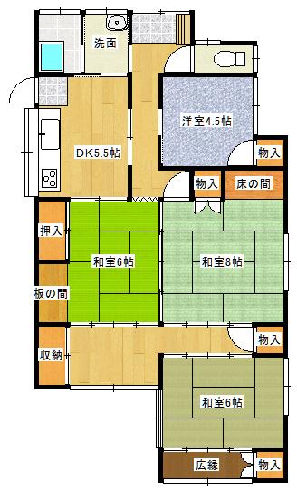 Floor plan. 5 million yen, 4DK, Land area 221.91 sq m , Building area 67.73 sq m