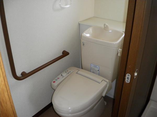 Toilet. Handrail with a toilet