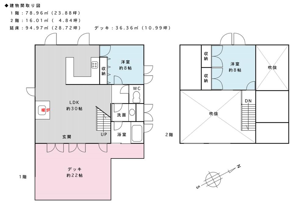 Floor plan. 27 million yen, 2LDK, Land area 1,599 sq m , Building area 94.97 sq m building floor plan