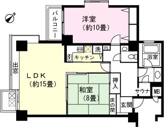 Floor plan. 2LDK, Price 3.8 million yen, Footprint 88.4 sq m , Balcony area 1.89 sq m