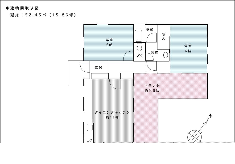 Floor plan. 4.8 million yen, 2LDK, Land area 446 sq m , Building area 52.45 sq m building floor plan