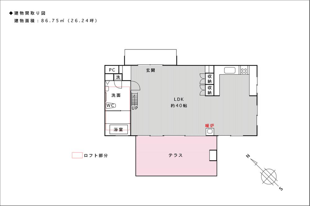 Floor plan. 27.5 million yen, Land area 677 sq m , Building area 86.8 sq m building floor plan