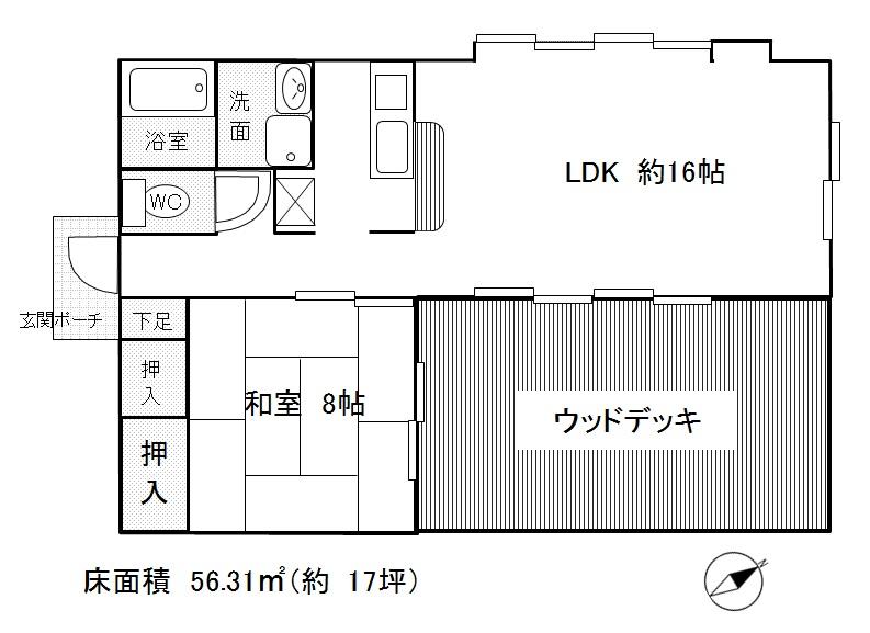 Floor plan. 6.5 million yen, 1LDK, Land area 495.86 sq m , Building area 56.31 sq m