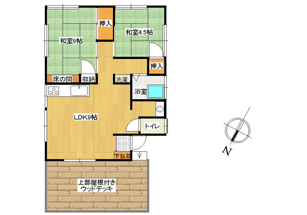 Floor plan. 9.5 million yen, 2LDK, Land area 1,190 sq m , Building area 55 sq m floor plan