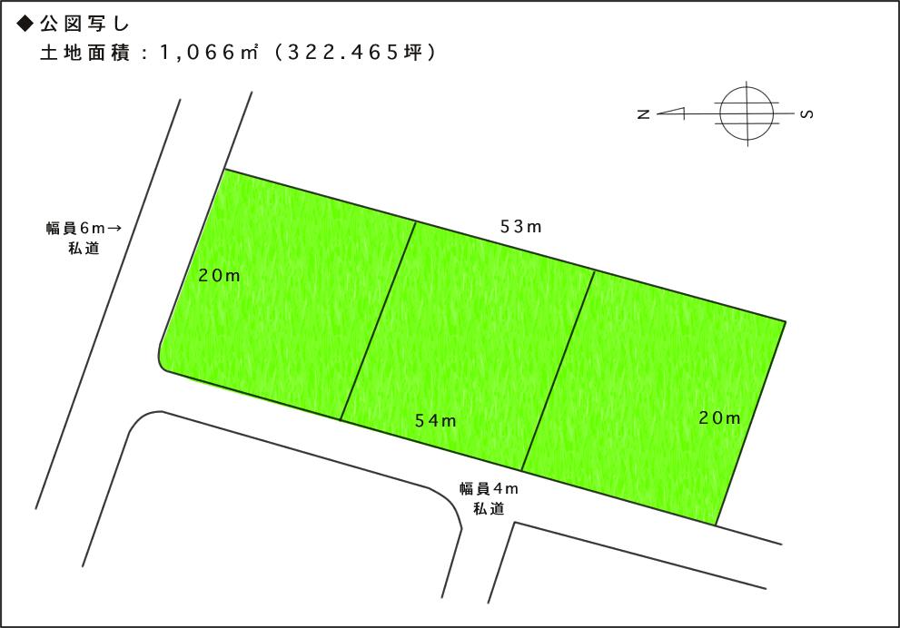 Compartment figure. Land price 3.8 million yen, Land area 1,066 sq m 3 compartment