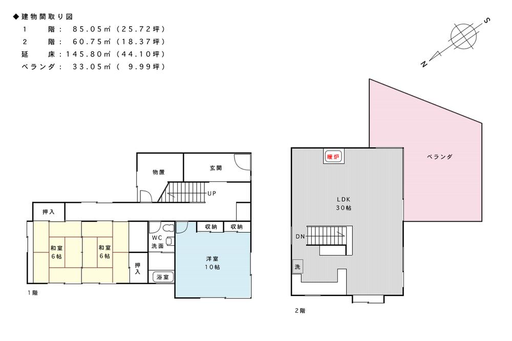 Floor plan. 10 million yen, 3LDK, Land area 704 sq m , Building area 145.8 sq m building floor plan