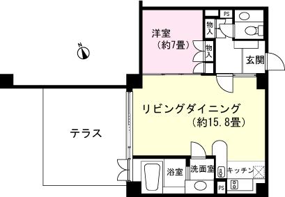 Floor plan. 1LDK, Price 6.2 million yen, Occupied area 65.15 sq m , Balcony area 20 sq m