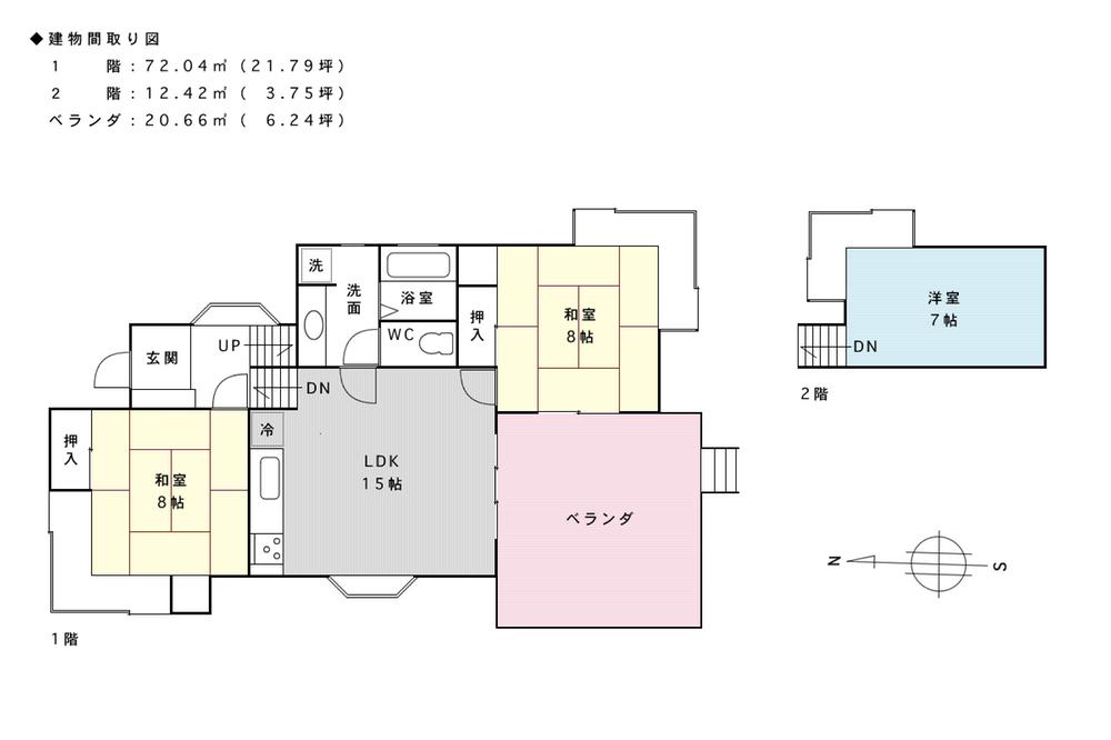 Floor plan. 9.8 million yen, 3LDK, Land area 444 sq m , Building area 84.46 sq m building floor plan