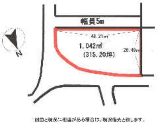 Compartment figure. Land price 5.4 million yen, Land area 1,042 sq m