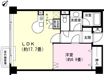 Floor plan. 1LDK, Price 3.5 million yen, Footprint 57.5 sq m , Balcony area 1.85 sq m