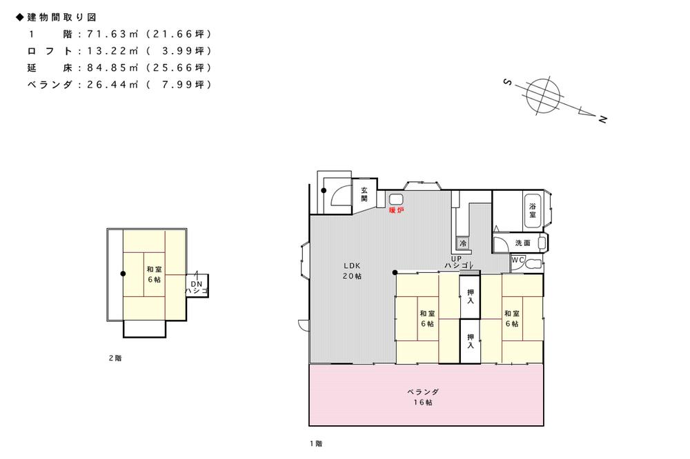 Floor plan. 9.8 million yen, 3LDK, Land area 229 sq m , Building area 84.85 sq m building floor plan