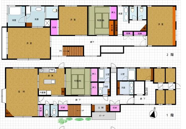 Floor plan. 280 million yen, 6LDK, Land area 1,130 sq m , Building area 274.1 sq m bathroom is various how to use is in place 3