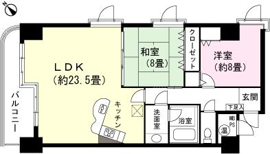 Floor plan. 2LDK, Price 6.9 million yen, Occupied area 90.99 sq m , Balcony area 10.02 sq m