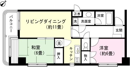 Floor plan. 2LDK, Price 5 million yen, Occupied area 58.95 sq m , Balcony area 5.51 sq m