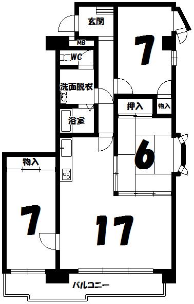 Floor plan. 3LDK, Price 14.8 million yen, Occupied area 82.66 sq m , Balcony area 10.05 sq m