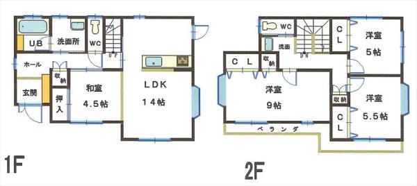Floor plan. 17.8 million yen, 4LDK, Land area 155.36 sq m , Building area 101.85 sq m