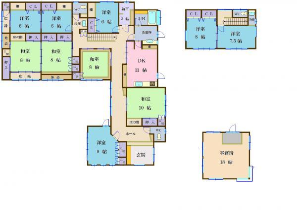Floor plan. 19,800,000 yen, 10DK, Land area 2545.78 sq m , Building area 269.52 sq m